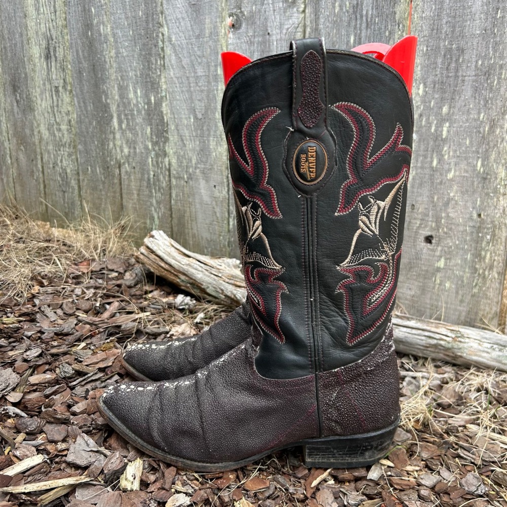 Denver Boots Mens Stingray Exotic Western Cowboy Boots Brown Black Size 8.5